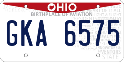 OH license plate GKA6575