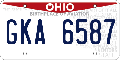OH license plate GKA6587