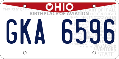 OH license plate GKA6596