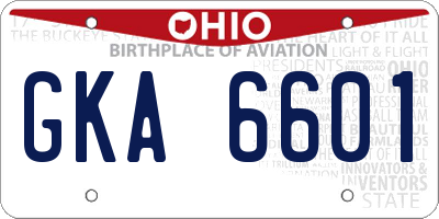 OH license plate GKA6601