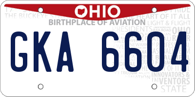 OH license plate GKA6604