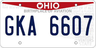 OH license plate GKA6607