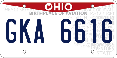 OH license plate GKA6616