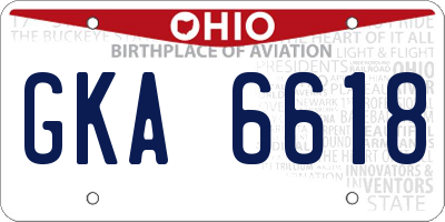 OH license plate GKA6618
