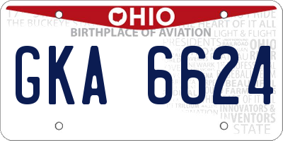 OH license plate GKA6624