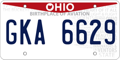 OH license plate GKA6629