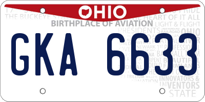 OH license plate GKA6633