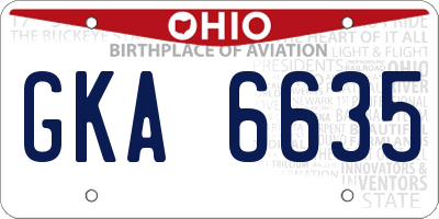 OH license plate GKA6635