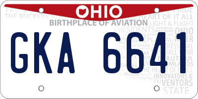 OH license plate GKA6641