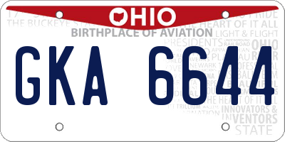 OH license plate GKA6644