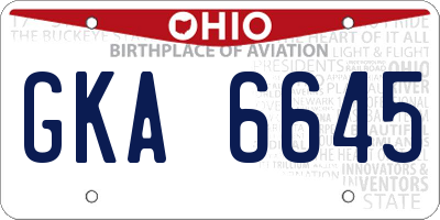 OH license plate GKA6645