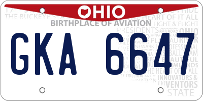 OH license plate GKA6647