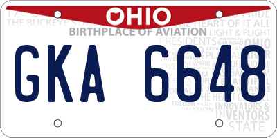 OH license plate GKA6648