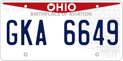 OH license plate GKA6649