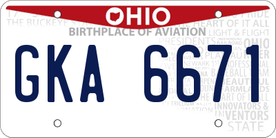 OH license plate GKA6671
