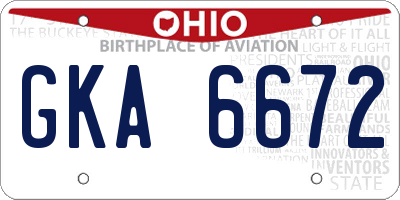 OH license plate GKA6672