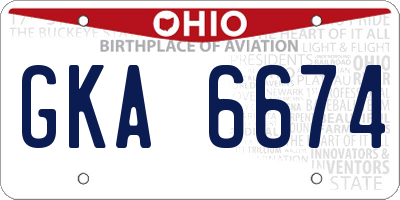 OH license plate GKA6674