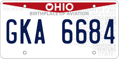 OH license plate GKA6684