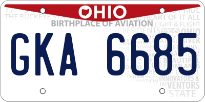 OH license plate GKA6685