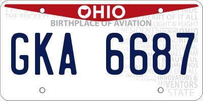 OH license plate GKA6687
