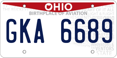 OH license plate GKA6689