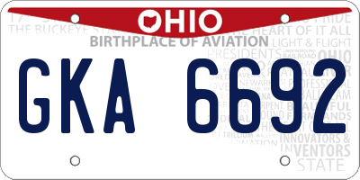 OH license plate GKA6692