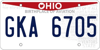 OH license plate GKA6705