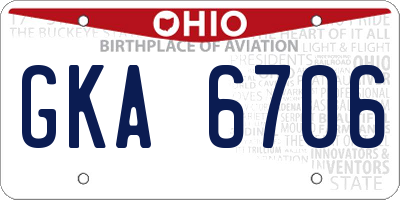 OH license plate GKA6706