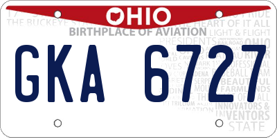 OH license plate GKA6727