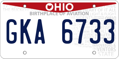OH license plate GKA6733