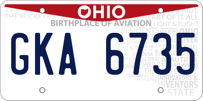 OH license plate GKA6735