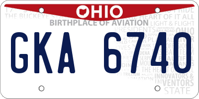OH license plate GKA6740