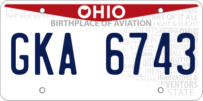 OH license plate GKA6743
