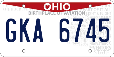 OH license plate GKA6745