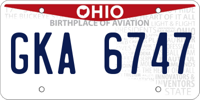 OH license plate GKA6747