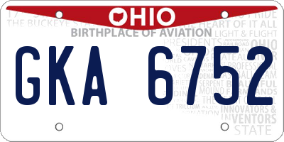 OH license plate GKA6752