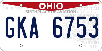 OH license plate GKA6753