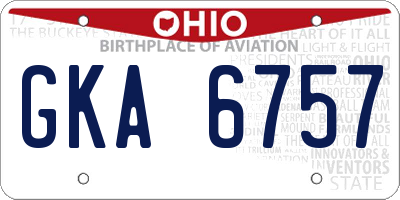 OH license plate GKA6757