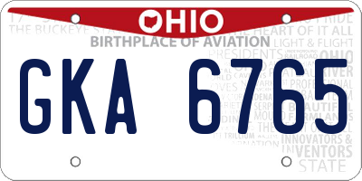 OH license plate GKA6765