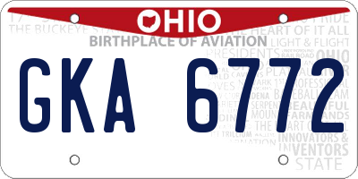 OH license plate GKA6772