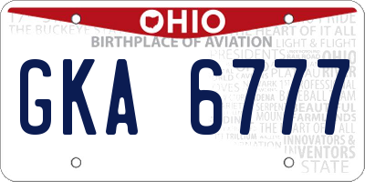 OH license plate GKA6777