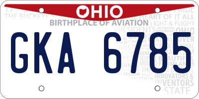 OH license plate GKA6785