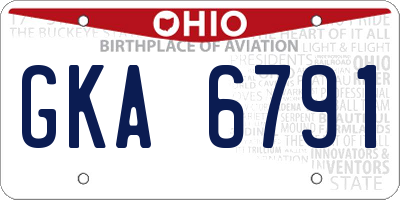 OH license plate GKA6791
