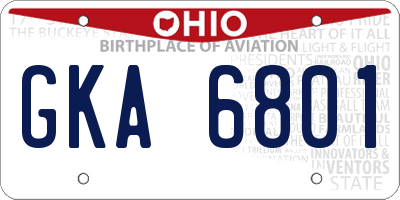 OH license plate GKA6801