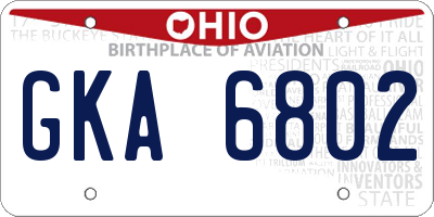 OH license plate GKA6802