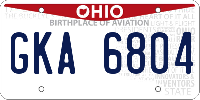 OH license plate GKA6804