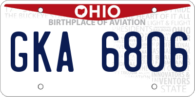 OH license plate GKA6806
