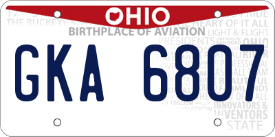 OH license plate GKA6807