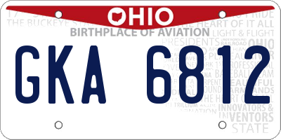 OH license plate GKA6812