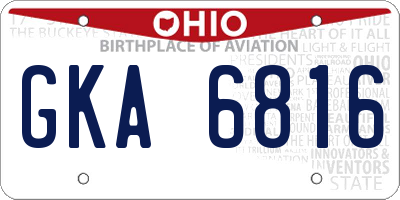OH license plate GKA6816